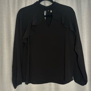 MONTEAU BLACK CHIFFON KEY HOLE BLOUSE (XL)